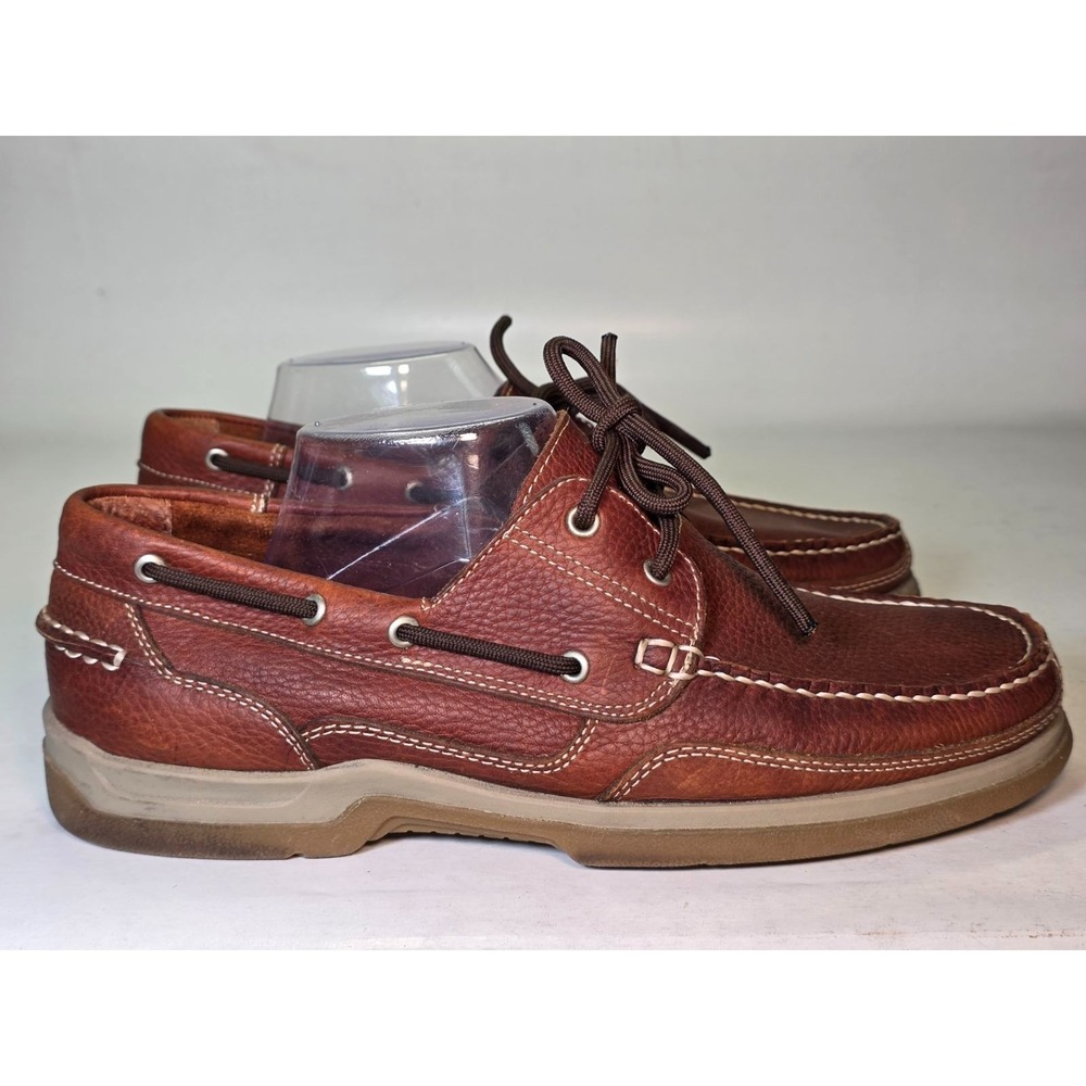 Freeman Jaffrey‎ Men's Boat Shoes Size 10 M Brown Leather Comfort Dress Lace Up